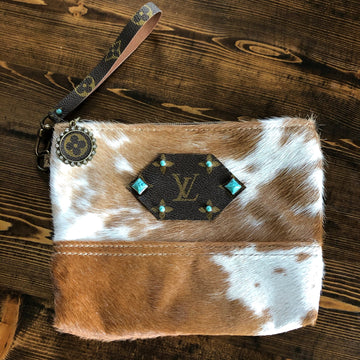 The MockingVS - Hair on Hide Wristlet Bag - Blue/Green Turquoise