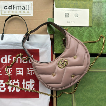 EC marmont half-moon shaped 21cm nude calfskin gold hardware