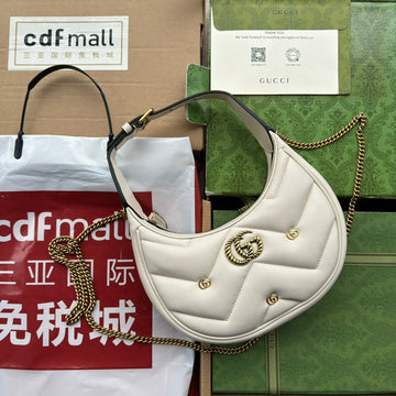 EC marmont half-moon shaped 21cm white calfskin gold hardware