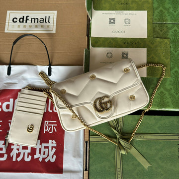 EC marmont 21cm white calfskin double g stud gold hardware