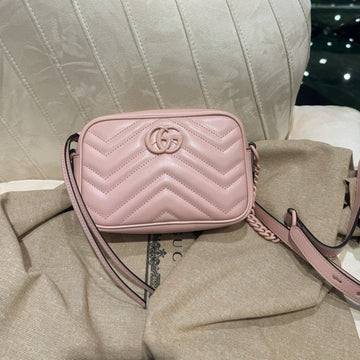 EC MINI 18 MARMONT MATELASS¨¦ SHOULDER BAG LIGHT PINK CALFSKIN