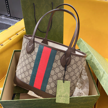 EC OPHIDIA SMALL 25 TOTE IN BEIGE AND EBONY CANVAS