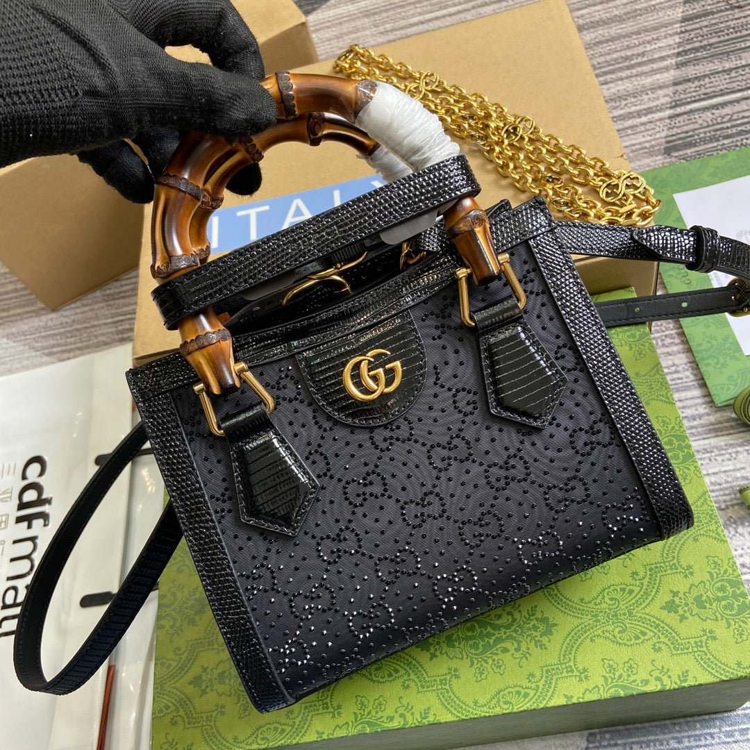 EC DIANA JUMBO 20 MINI TOTE BAG BLACK CANVAS