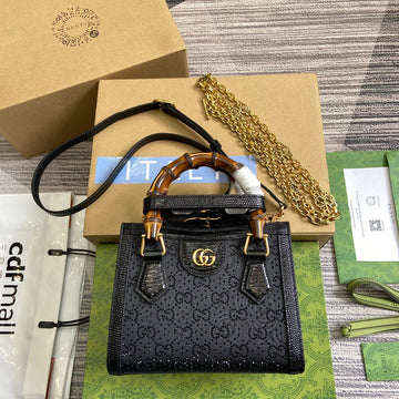 EC DIANA JUMBO 20 MINI TOTE BAG BLACK CANVAS