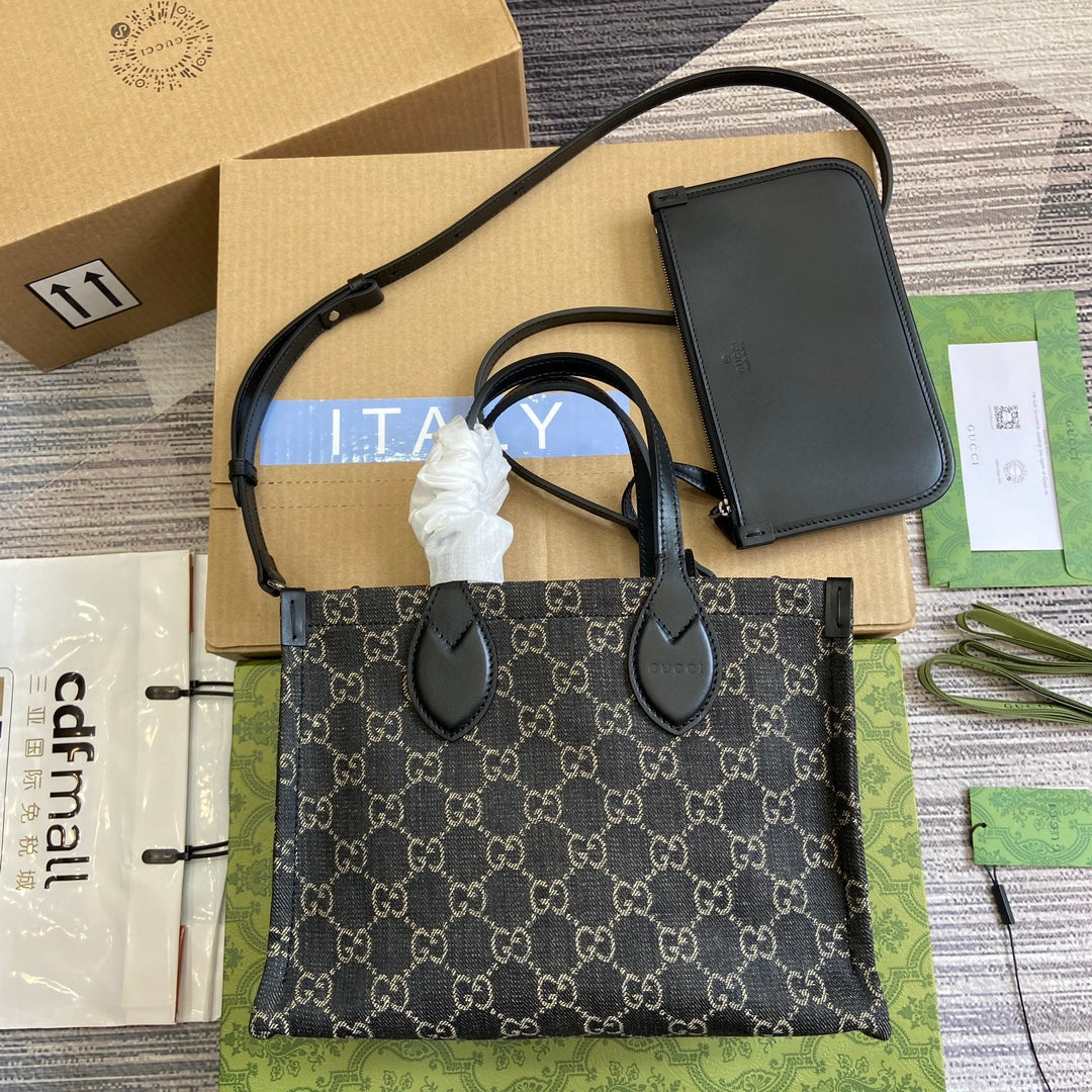 OPHIDIA EC 27 MEDIUM TOTE BAG BLACK DENIM