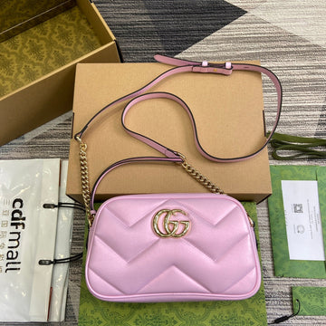 EC MARMONT 24 SMALL MATELASS¨¦ SHOULDER BAG LIGTH PINK CALFSKIN