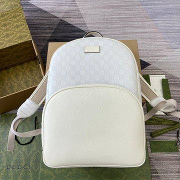 MEDIUM 40 EC BACKPACK WITH TAG WHITE CALFSKIN AND CANVAS