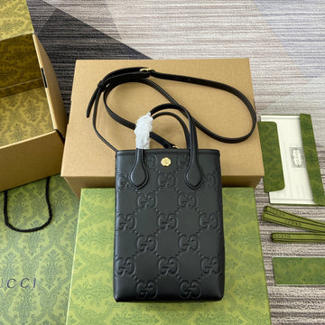 EC 20 SUPER MINI BAG WITH STRAP IN BLACK CALFSKIN