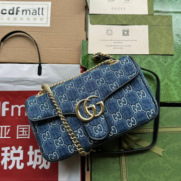 EC marmont 26cm blue monogram denim gold hardware