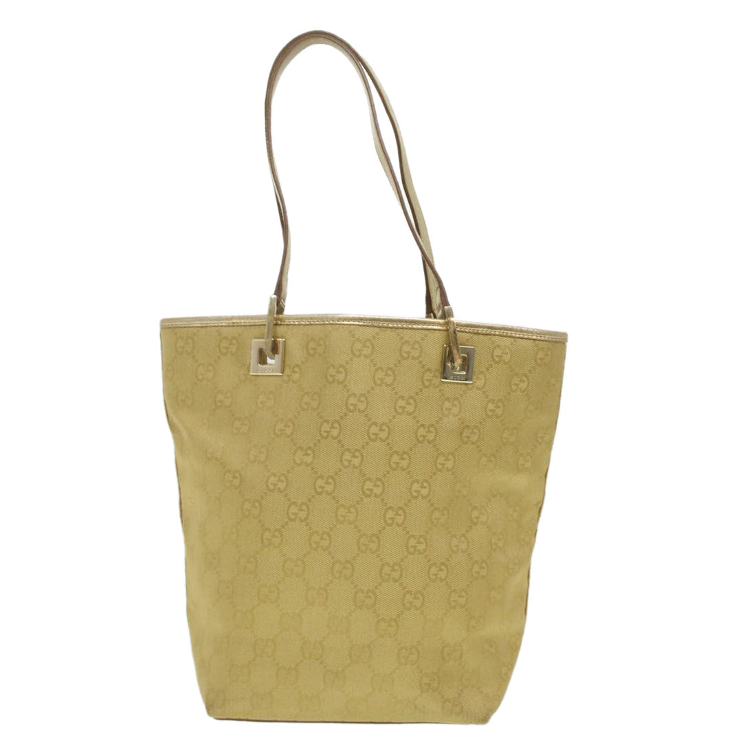 GUCCI EC Canvas Tote Bag Gold Tone 002.1099.001998  ki2751