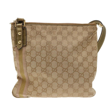 GUCCI EC Canvas Sherry Line Shoulder Bag Beige Gold pink