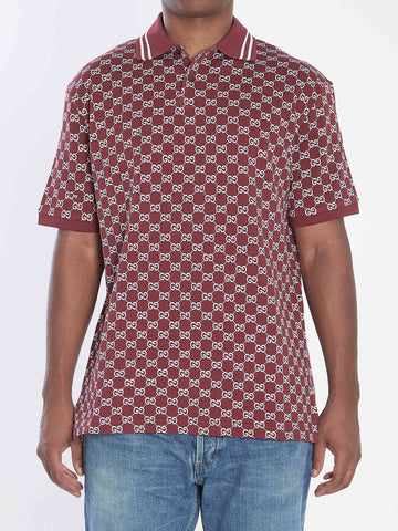 Gucci Men Polo In Gg Jacquard Cotton Piqué