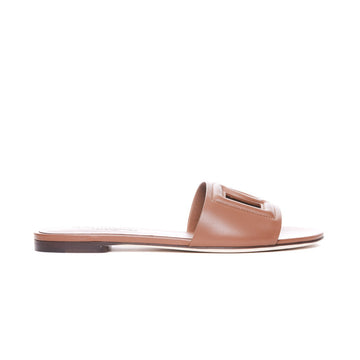 Dolce&Gabbana Women Leather Slide With Dg Logo