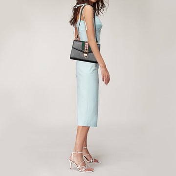 Gucci Black Leather Sylvie Shoulder Bag