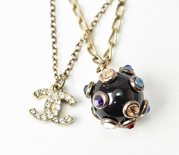 Chanel Necklace/Pendant/Bracelet Coco Mark Rhinestone Multicolor/Gold