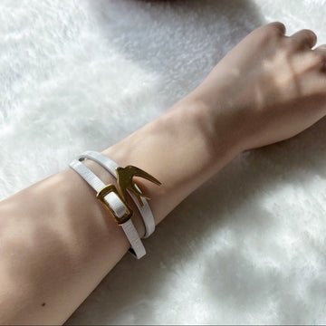 MCQUEEN SWALLOW LEATHER BRACELET