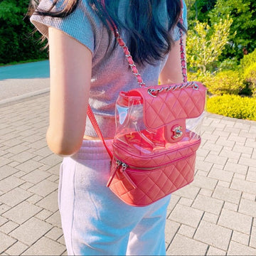 CHANEL Leather and PVC Vanity Flap Backpack Bag