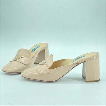 PRADA Patent leather beige pink mules
