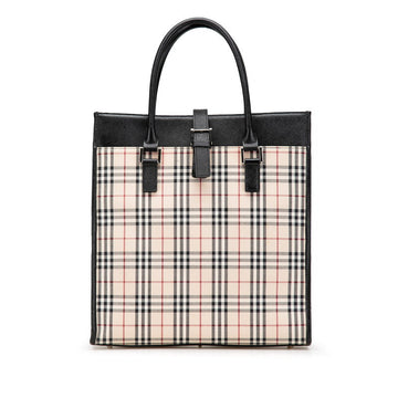 Burberry Nova Check Embossed Canvas Leather Tote Bag