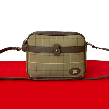 Burberrys Nova Check Leather Canvas Shoulder Bag