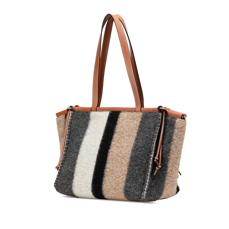 Loewe Wool Leather Anagram Logo Tote Bag