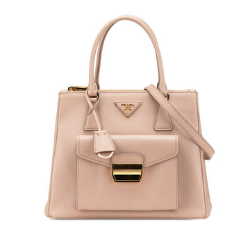 Prada Saffiano Lux Triangle Logo Plate 2way Bag 1BA256