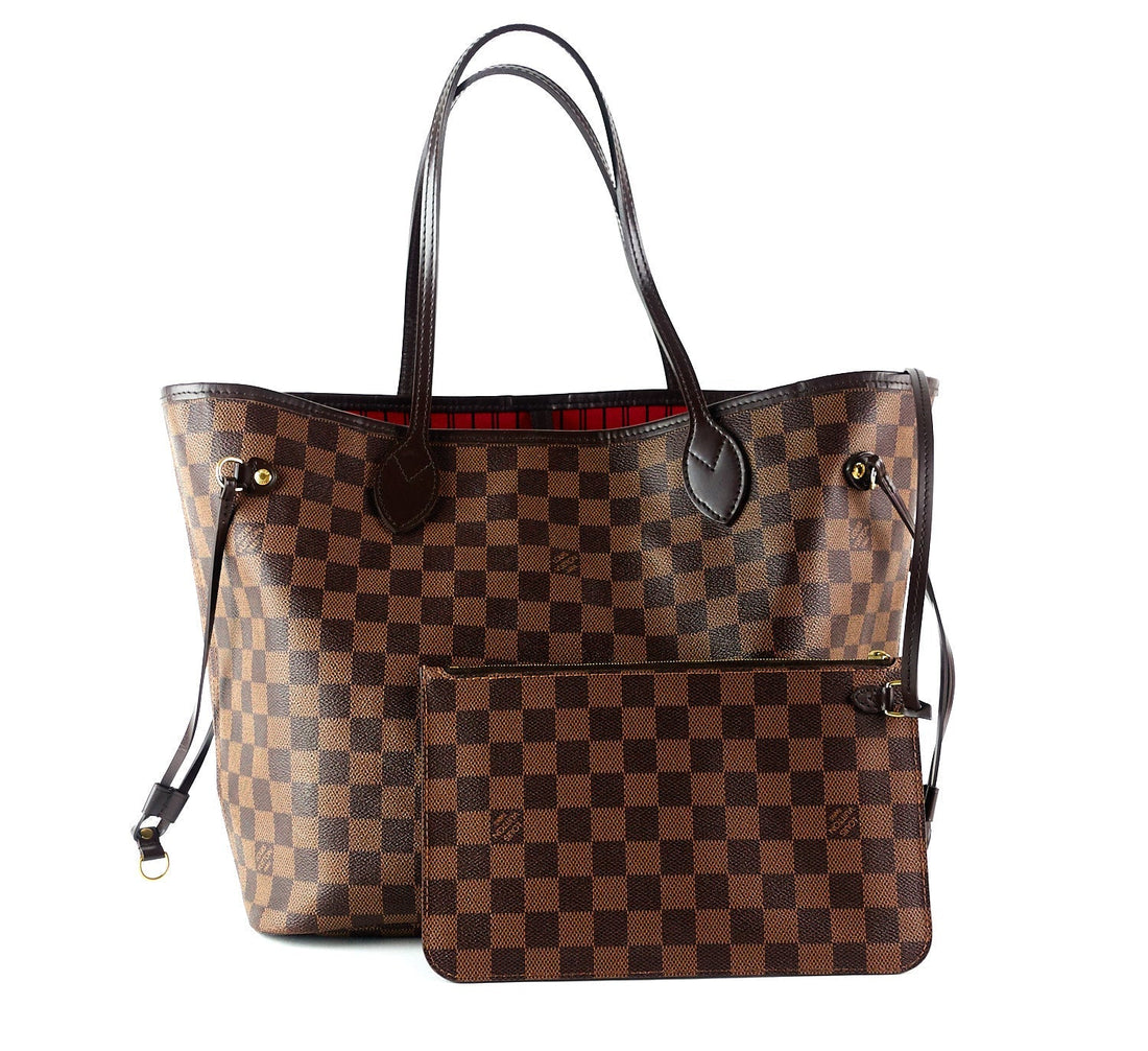 Louis Vuitto Neverfull MM Damier Ebène Canvas Tote Bag with Pouch