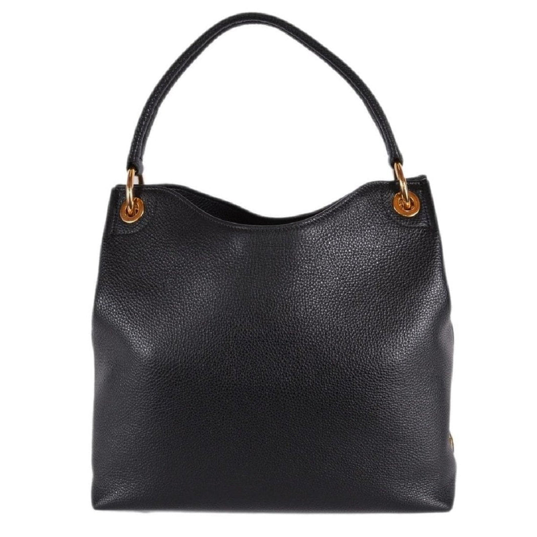 Prada Vitello Phenix Black Leather Embossed Logo Hobo Tote Bag 1BC051