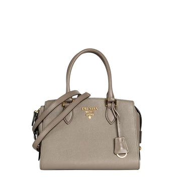 Grey Leather Prada Handbag