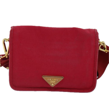 Red Canvas Prada Shoulder Bag