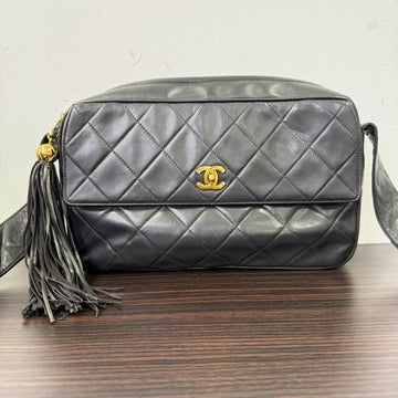 Chanel Lambskin Camera Tassel Crossbody Black Bag