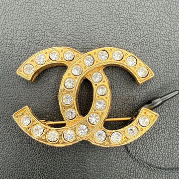 Chanel Vintage Gold Rhinestone Brooch