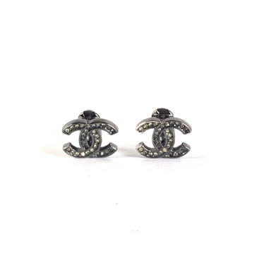 Silver Chanel Earrings A6957 with Crystals