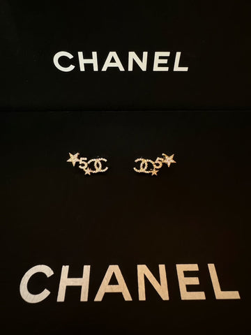 Chanel 22s Star Earrings Ear Bone Rings CC Stars No.5 Gold Earrings