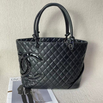 Chanel Cambon Tote Bag Black Leather Shoulder Bag 5020712