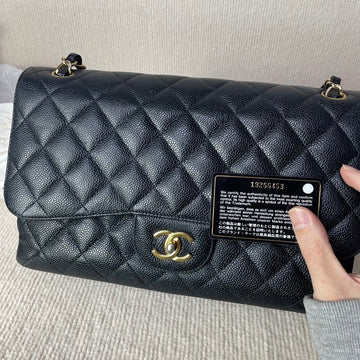 Chanel Classic Flap CF Jumbo Bag Black Leather Shoulder Bag