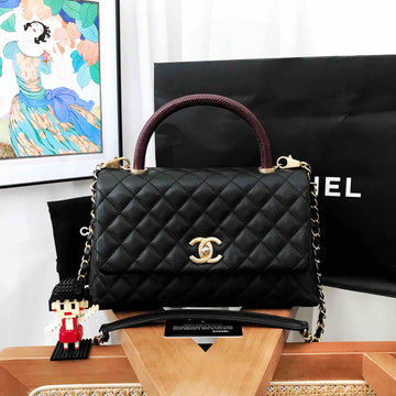 Chanel Coco Handle Black Quilted Leather Top Handle Bag