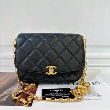 Chanel  CC Coin Chain Black Flap Bag