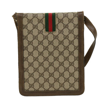 GUCCI EC Canvas Web Sherry Line Shoulder Bag Beige Red Green  rd2223