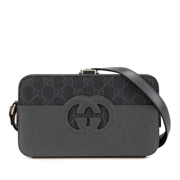 Gucci PVC Leather Cutout Interlocking G Shoulder Bag 725341