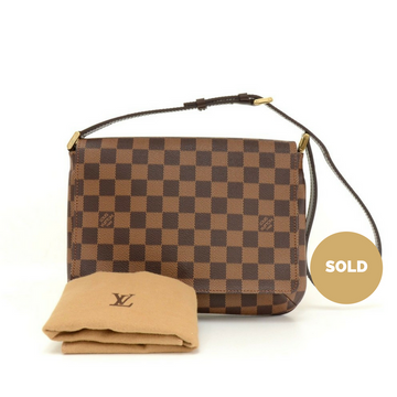 Louis Vuitto Musette Tango Damier Ebene Canvas Shoulder Bag