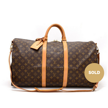 Louis Vuitto Keepall 55 Bandouliere Monogram Canvas Travel Bag with Strap