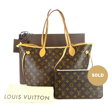 Louis Vuitto Neverfull MM Monogram Canvas Tote Bag with Pochette
