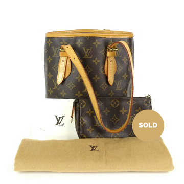Louis Vuitto Bucket PM Monogram Canvas Shoulder Bag with Pouch