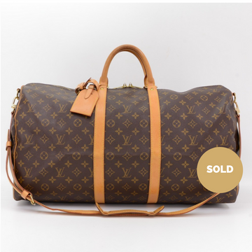 Louis Vuitto Monogram Canvas Keepall 55 Bandouliere Duffel Bag with Strap