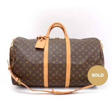 Louis Vuitto Monogram Canvas Keepall 55 Bandouliere Duffel Bag with Strap