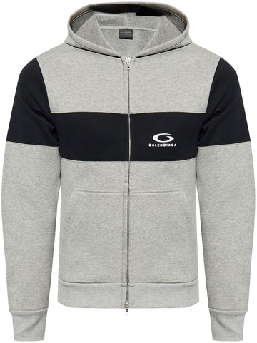 Balenciaga Men Logo Cotton Zipped Hoodie