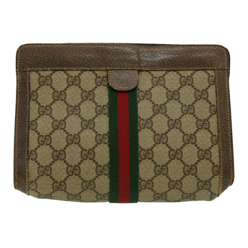 GUCCI EC Canvas Web Sherry Line Clutch Bag Beige Green Red  th2821