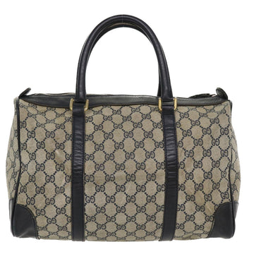 GUCCI EC Canvas Boston Bag PVC Leather Gray Navy  th3293