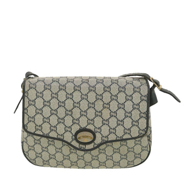 GUCCI EC Plus Canvas Shoulder Bag PVC Leather Gray Navy  th3486